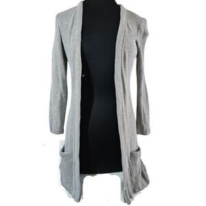 Vintage Silver Long Sleeve Open Front Cardigan Sweater Size Small